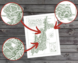 Cuyahoga Valley National Park Map Hand-Drawn Print