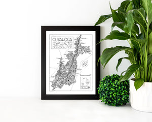 Cuyahoga Valley National Park Map Hand-Drawn Print