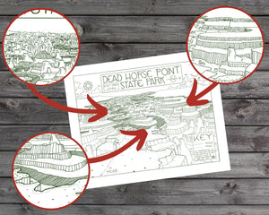 Dead Horse State Park Map Hand-Drawn Print