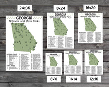 Load image into Gallery viewer, Georgia State and National Park Map | Georgia National Park Poster | Georgia State Park Poster