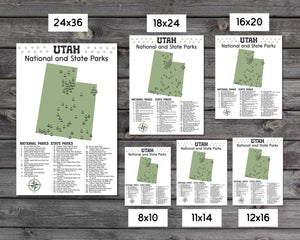 Utah State and National Park Map | Utah National Park Poster | Utah State Park Poster