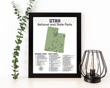 Load image into Gallery viewer, Utah State and National Park Map | Utah National Park Poster | Utah State Park Poster