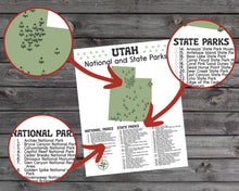 Load image into Gallery viewer, Utah State and National Park Map | Utah National Park Poster | Utah State Park Poster
