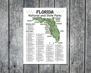 Florida State and National Park Map | Florida National Park Poster | Florida State Park Poster