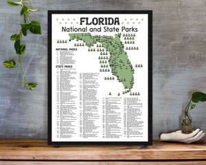 Florida State and National Park Map | Florida National Park Poster | Florida State Park Poster