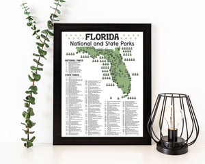 Florida State and National Park Map | Florida National Park Poster | Florida State Park Poster