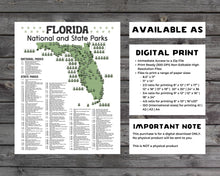 Load image into Gallery viewer, Florida State and National Park Map | Florida National Park Poster | Florida State Park Poster