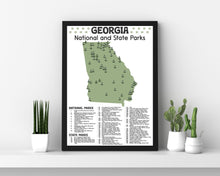 Load image into Gallery viewer, Georgia State and National Park Map | Georgia National Park Poster | Georgia State Park Poster