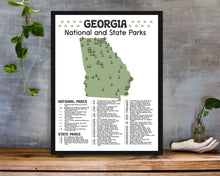 Load image into Gallery viewer, Georgia State and National Park Map | Georgia National Park Poster | Georgia State Park Poster