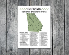 Load image into Gallery viewer, Georgia State and National Park Map | Georgia National Park Poster | Georgia State Park Poster