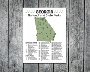 Georgia State and National Park Map | Georgia National Park Poster | Georgia State Park Poster