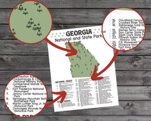 Load image into Gallery viewer, Georgia State and National Park Map | Georgia National Park Poster | Georgia State Park Poster