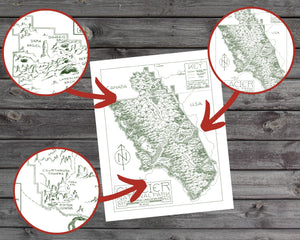 Hand-Drawn National Park Map Print