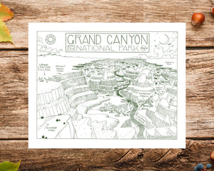 Hand-Drawn National Park Map Print