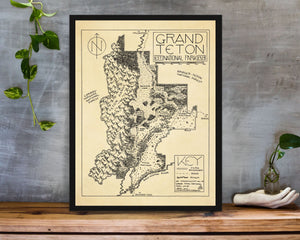 Grand Teton National Park Map Hand-Drawn Print