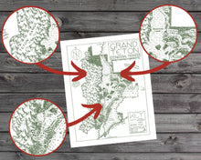 Load image into Gallery viewer, Grand Teton National Park Map Hand-Drawn Print