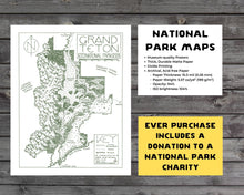 Load image into Gallery viewer, Grand Teton National Park Map Hand-Drawn Print