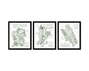 Grand Teton National Park Map Hand-Drawn Print