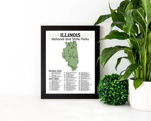Illinois State and National Park Map | Illinois National Park Poster | Illinois State Park Poster