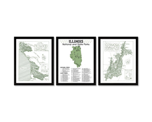 Illinois State and National Park Map | Illinois National Park Poster | Illinois State Park Poster