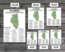 Load image into Gallery viewer, Illinois State and National Park Map | Illinois National Park Poster | Illinois State Park Poster