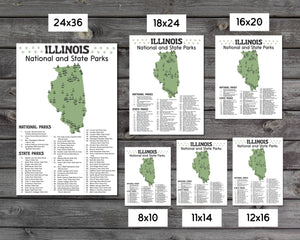 Illinois State and National Park Map | Illinois National Park Poster | Illinois State Park Poster