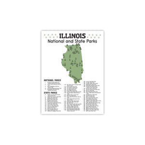 Illinois State and National Park Map | Illinois National Park Poster | Illinois State Park Poster