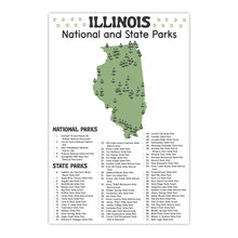 Load image into Gallery viewer, Illinois State and National Park Map | Illinois National Park Poster | Illinois State Park Poster