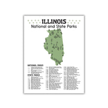 Load image into Gallery viewer, Illinois State and National Park Map | Illinois National Park Poster | Illinois State Park Poster