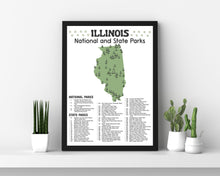 Load image into Gallery viewer, Illinois State and National Park Map | Illinois National Park Poster | Illinois State Park Poster
