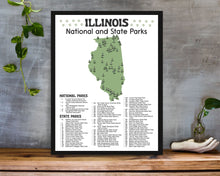 Load image into Gallery viewer, Illinois State and National Park Map | Illinois National Park Poster | Illinois State Park Poster