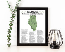 Load image into Gallery viewer, Illinois State and National Park Map | Illinois National Park Poster | Illinois State Park Poster