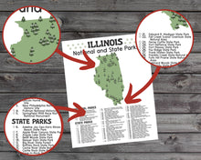 Load image into Gallery viewer, Illinois State and National Park Map | Illinois National Park Poster | Illinois State Park Poster