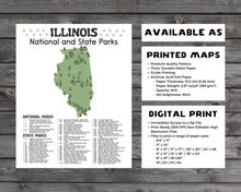 Load image into Gallery viewer, Illinois State and National Park Map | Illinois National Park Poster | Illinois State Park Poster