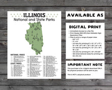 Load image into Gallery viewer, Illinois State and National Park Map | Illinois National Park Poster | Illinois State Park Poster