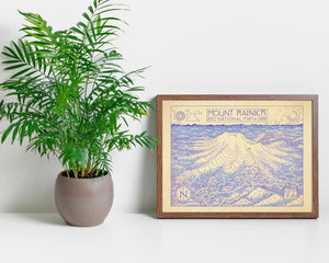 Mount Rainier National Park Map Hand-Drawn Print