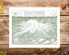 Load image into Gallery viewer, Mount Rainier National Park Map Hand-Drawn Print