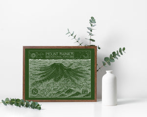 Mount Rainier National Park Map Hand-Drawn Print