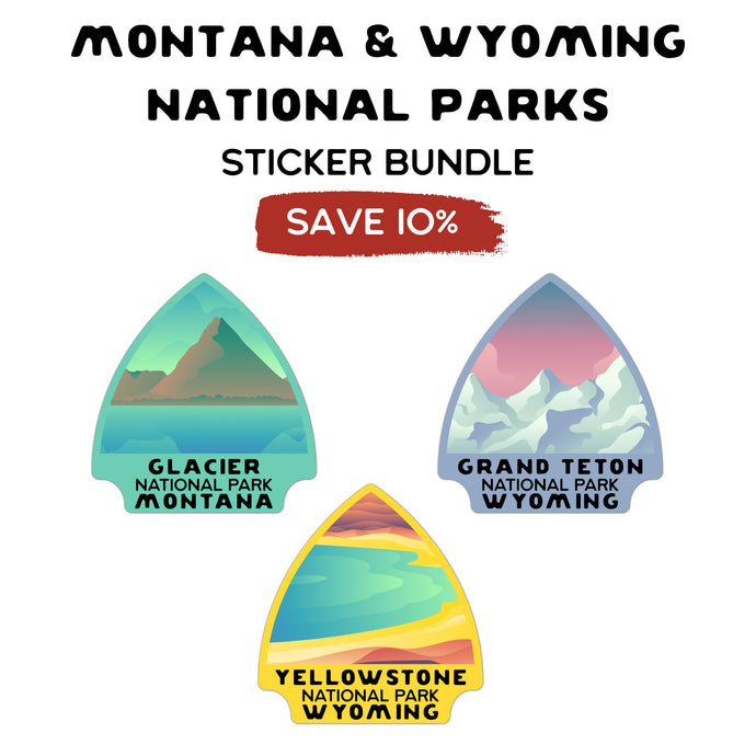 Montana & Wyoming National Parks Arrowhead Sticker Bundle