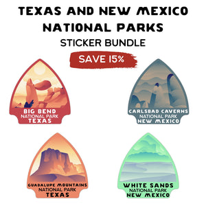 Nex Mexico & Texas National Parks Arrowhead Sticker Bundle
