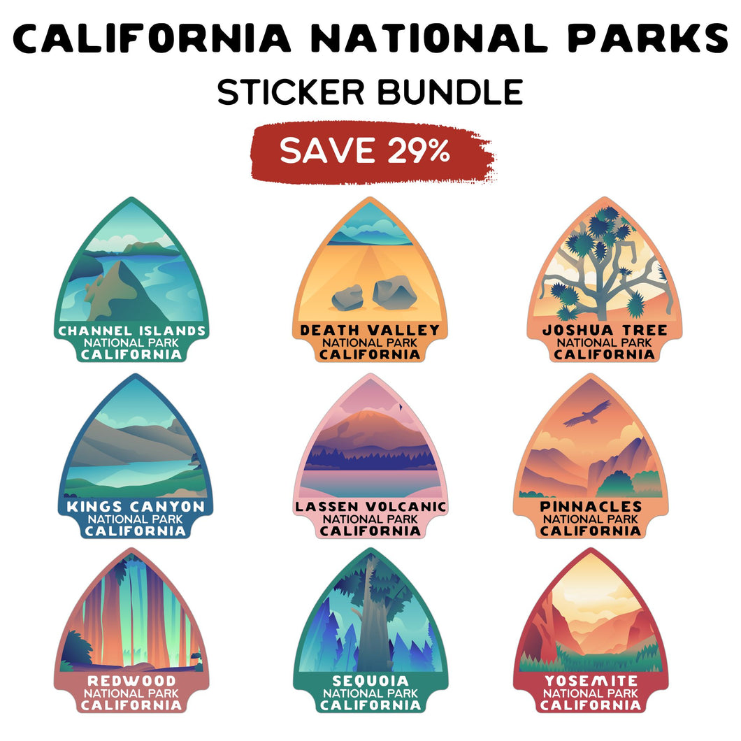 California National Parks Arrowhead Sticker Bundle