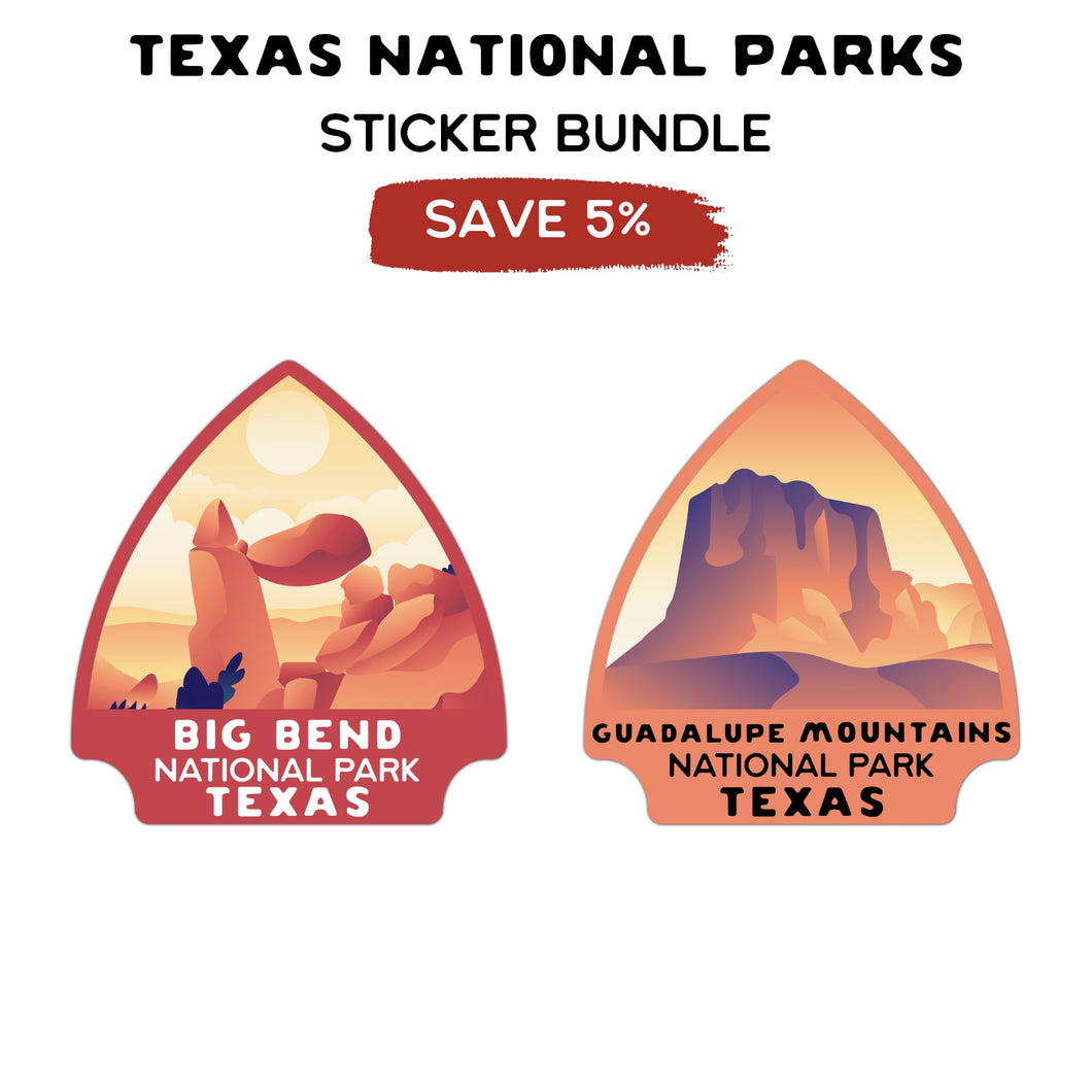 Texas National Parks Arrowhead Sticker Bundle