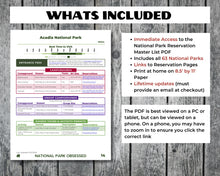 Load image into Gallery viewer, National Park Reservation Master List (includes lifetime updates)