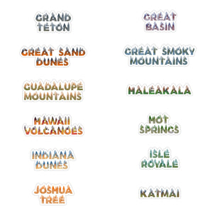 Set of 63 National Park Name Stickers