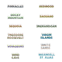 Load image into Gallery viewer, Set of 63 National Park Name Stickers