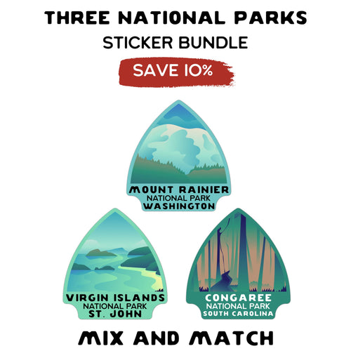 3 National Park Arrowhead Stickers of Your Choice