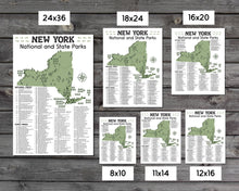 Load image into Gallery viewer, New York State and National Park Map | New York National Park Poster | New York State Park Poster