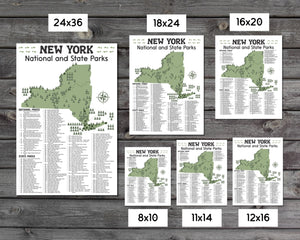 New York State and National Park Map | New York National Park Poster | New York State Park Poster