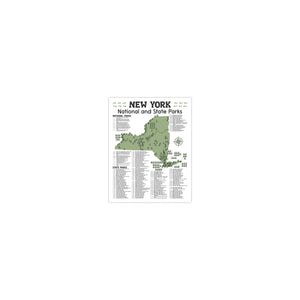 New York State and National Park Map | New York National Park Poster | New York State Park Poster