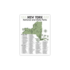 New York State and National Park Map | New York National Park Poster | New York State Park Poster